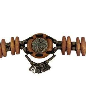 Wood Beaded Boho Hippie Festival Handmade Unique Vintage Belt